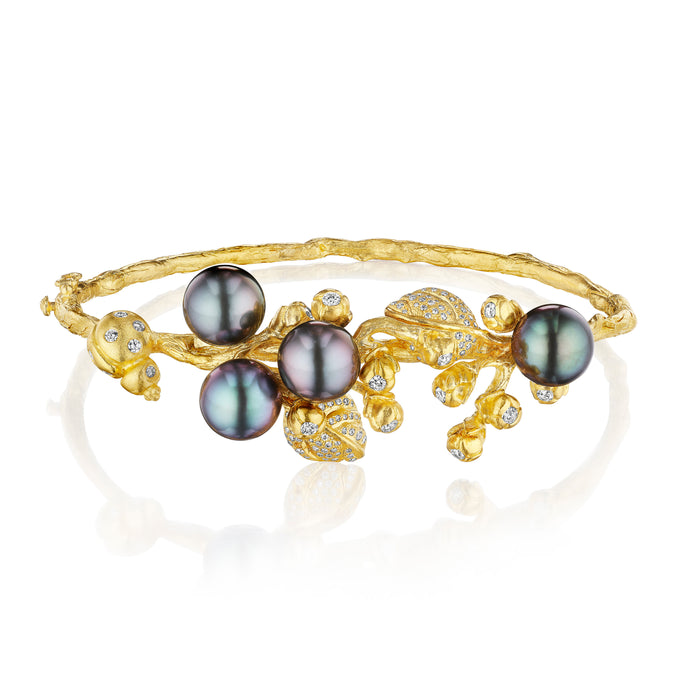 Ranunculus Bud Bracelet with Tahitian Pearls