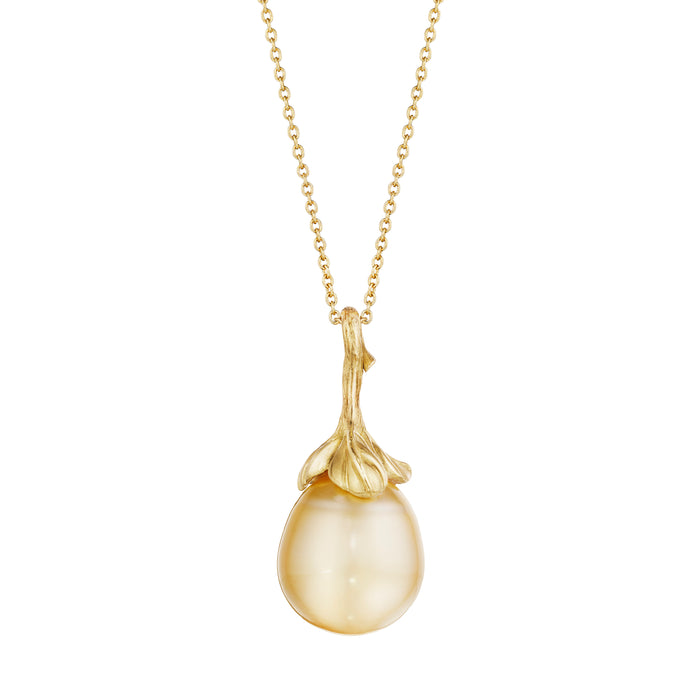 South Sea Pearl and Leaf Pendant