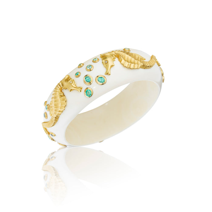 White Coral Seahorse  Bangle