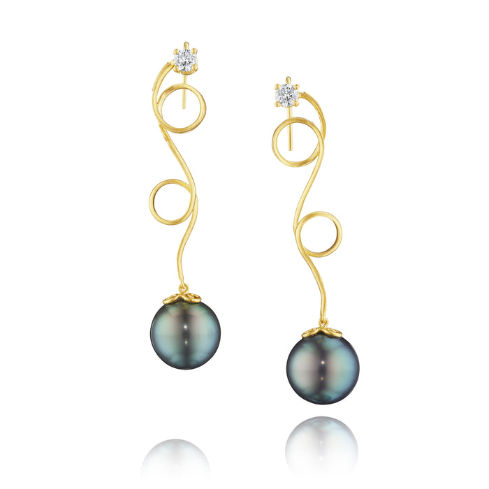 Twist and Turns Tahitian Pearl Earrings