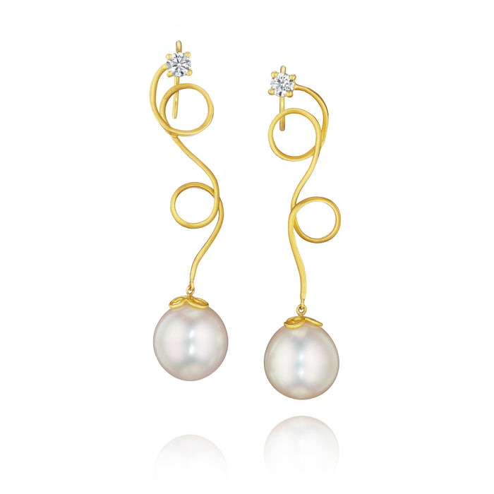 Twists and Turns South Sea Pearl Earrings