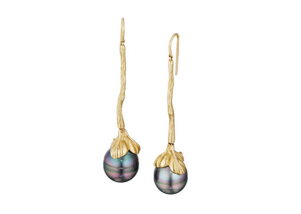 ADELINE sculptural tahitian pearl earrings high quality